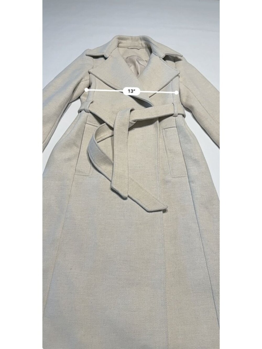 H&M Light Taupe Tie Belt Long Sleeve Longline Coat Women's Size Small - Picture 5 of 6